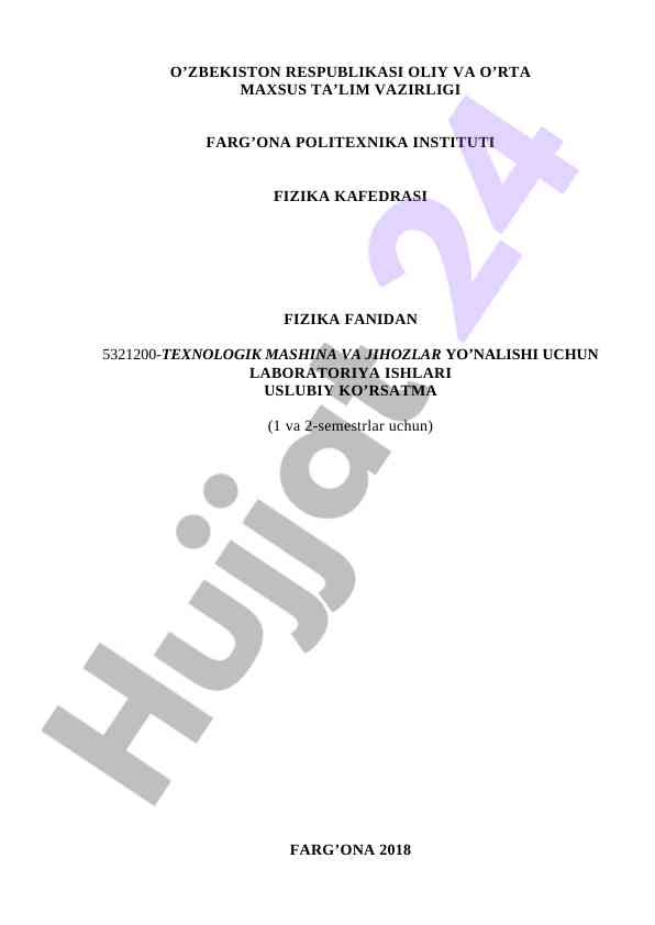 Umumiy fizikadan laboratoriya ishlari uslubiy ko'rsatma