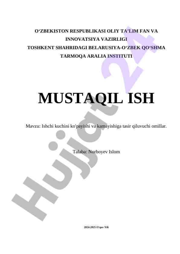 Ishchi Kuchining Ko'payishi Va Kamayishiga Tasir Omillari