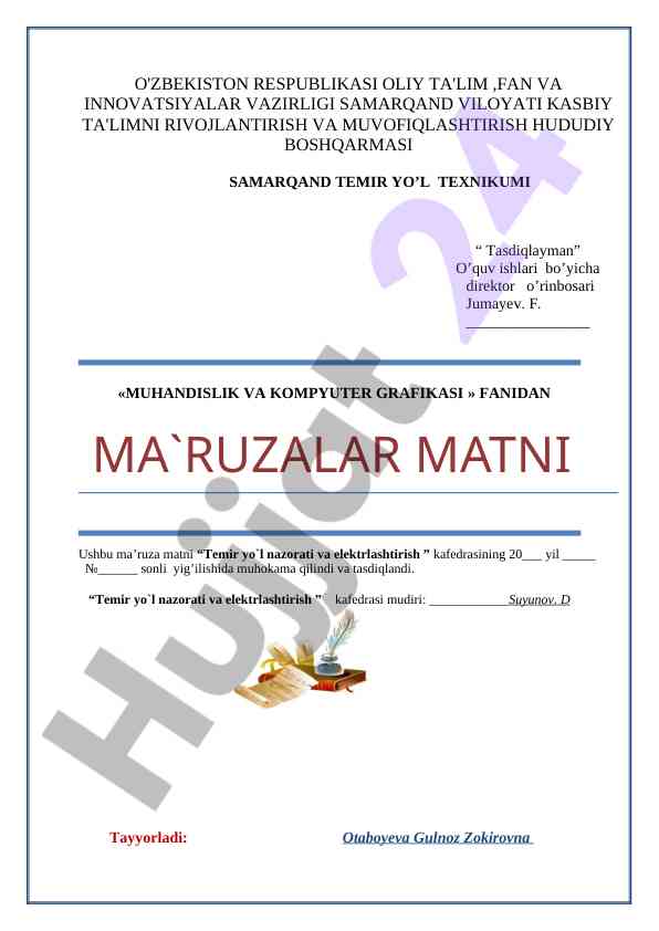 Temir yo'l nazorati va elektrlashtirish ma'ruzasi