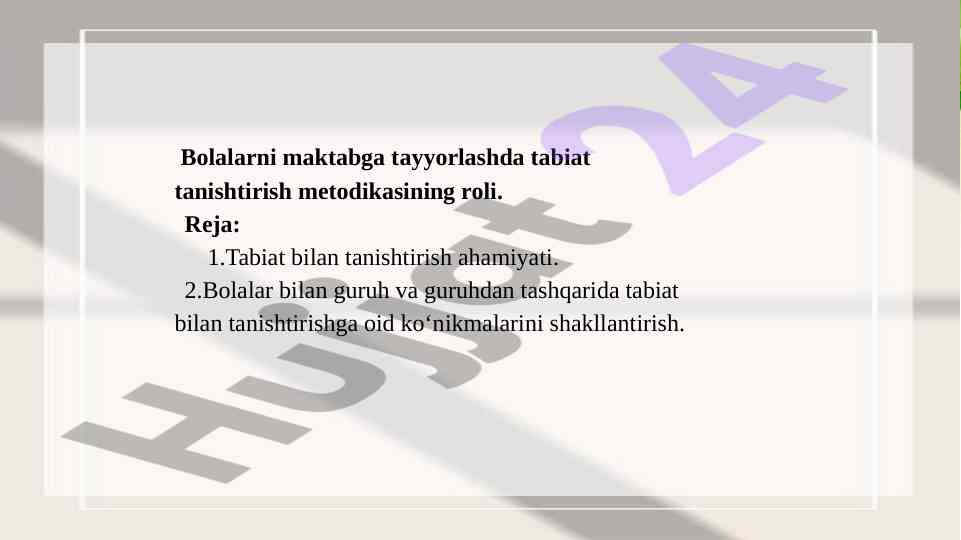 Bolalarni maktabga tayyorlashda tabiat tanishtirish metodika