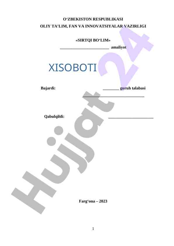 Amaliyot o'tash bo'yicha hisobot