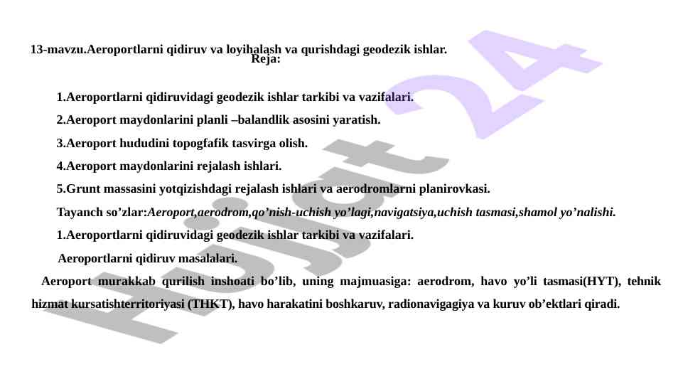 Aeroportlarni qidiruv va loyihalash usullari