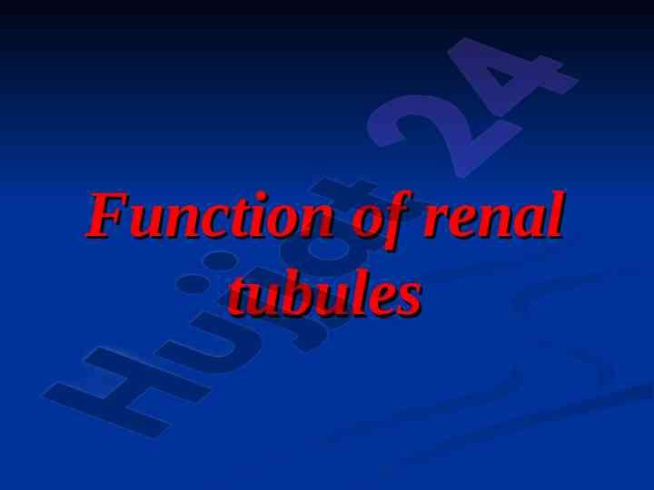 Functions of renal tubules and their reabsorption processes