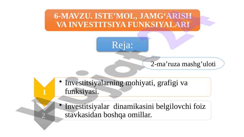 Investitsiyalarning turlari va manbalari