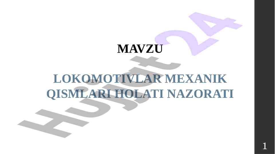 Lokomotivlar mexanik qismlari holati nazorati