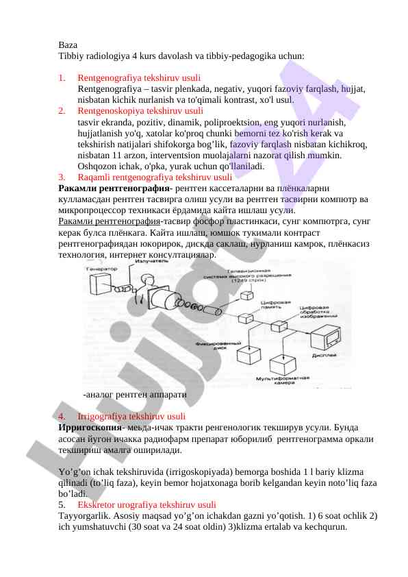 Tibbiy radiologiya rentgenografiya tekshiruv usuli