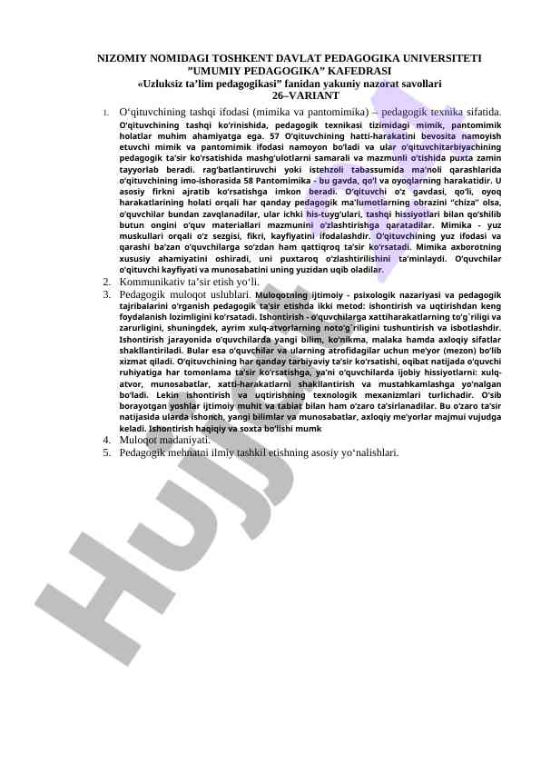 O'qituvchining tashqi ifodasi pedagogik texnika
