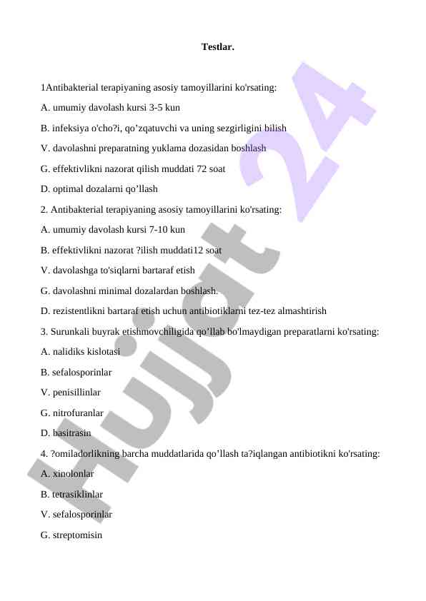 Antibakterial terapiya asosiy tamoyillari