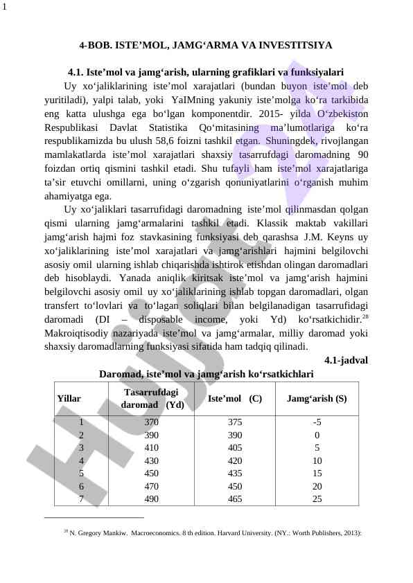 Iste’mol va jamg‘arma tushunchalari