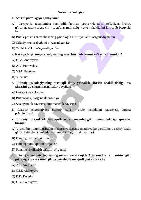 Ijtimoiy psixologiyaning asosiy aspektlari