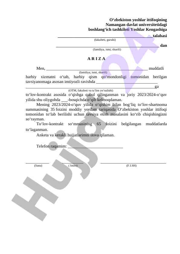 O‘quv Yilida To‘lov-Shartnoma Masalasi