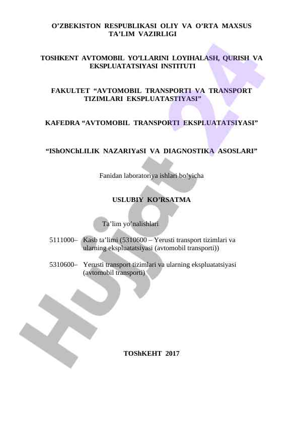 Innovatsion texnologiya asosida transport vositalari