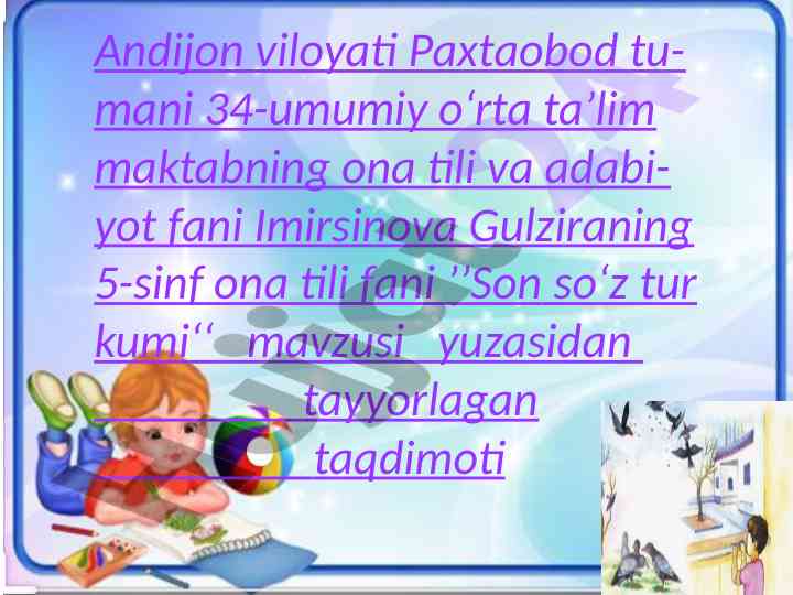 Son so‘z turkumi mavzusi bilan tanishtirish