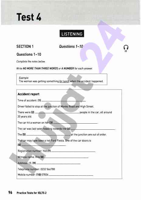 Listening practice test 4 questions overview