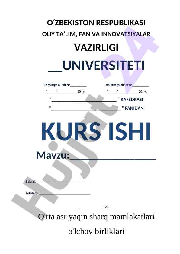 O'rta Asr Yaqin Sharq Mamlakatlari O'lchov Birliklari