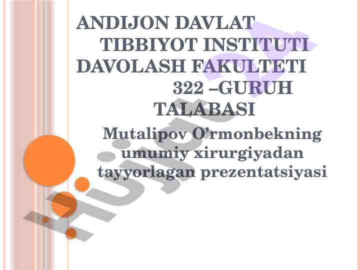 Transfuziologiya asoratlari va ularni davolash usullari