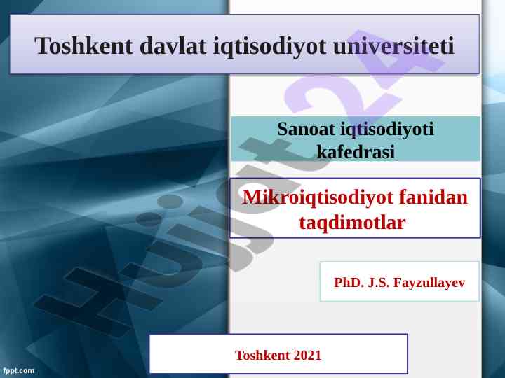 Mikroiqtisodiyot fanidan ishlab chiqarish nazariyasi