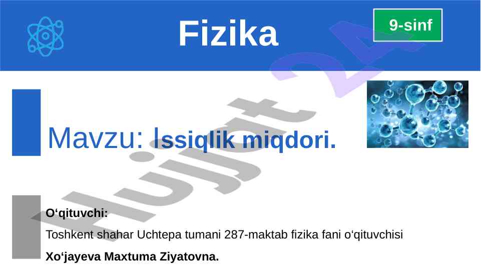 Issiqlik miqdori va energiyaning sarflanishi