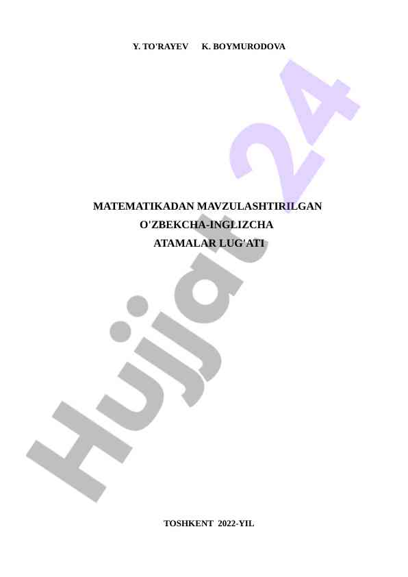 O'zbekcha-inglizcha atamalar lug'ati