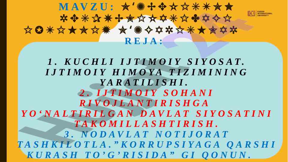 O‘zbekiston ijtimoiy o‘zgarishlari va davlat siyosati