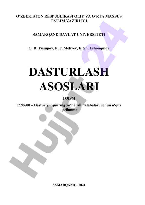 Dasturlash asoslari i qism o‘quv qo‘llanma