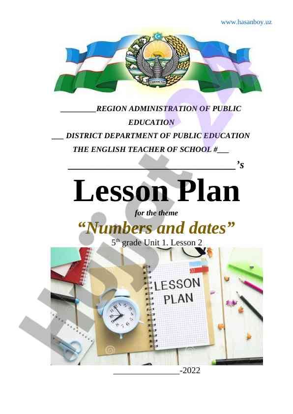 Numbers and dates lesson plan for 5th grade