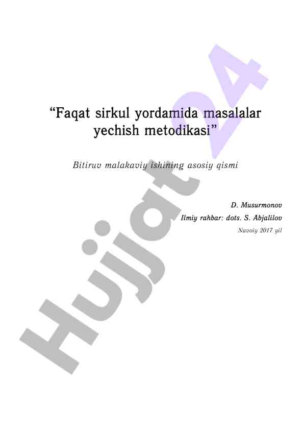 Sirkul yordamida masalalar yechish metodikasi
