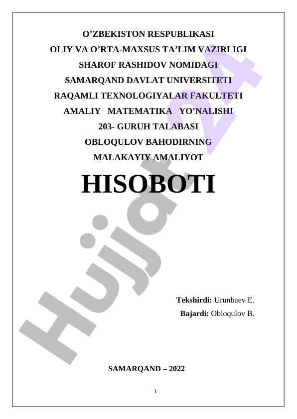 Chiziqli bo'lmagan tenglama vositasida matematik modellar