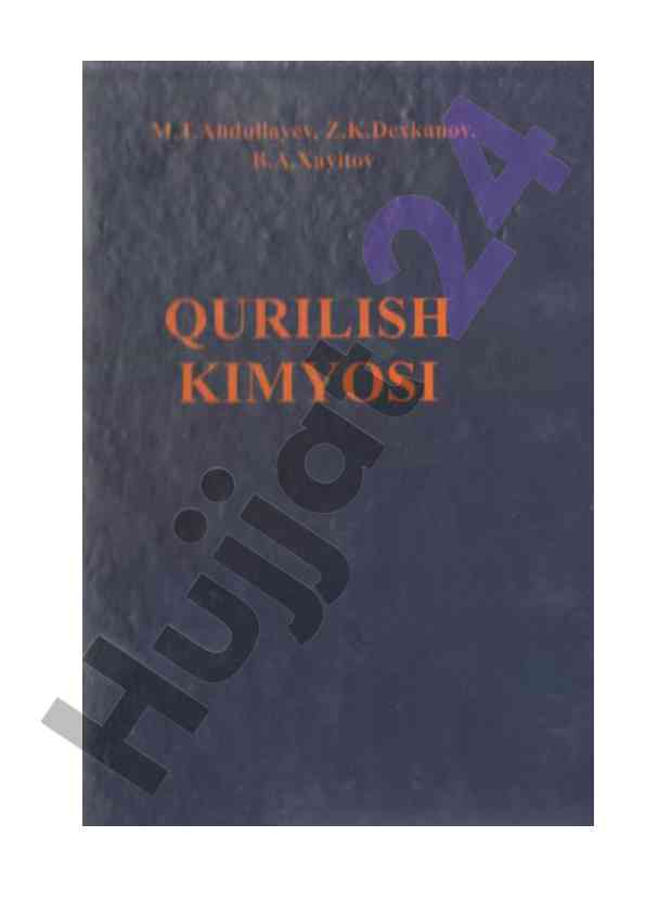 Qurilish kimyosi fanidan o‘quv qo‘llanma