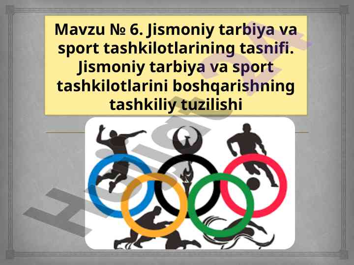 Jismoniy tarbiya va sport tashkilotlari tasnifi