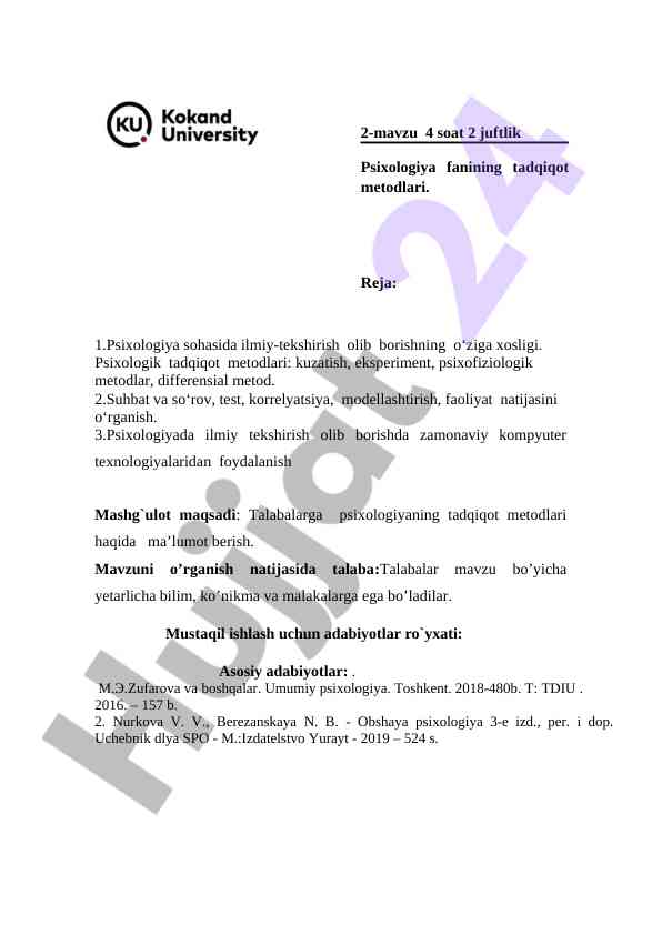 Psixologik tadqiqot metodlari va ularning ahmiyati
