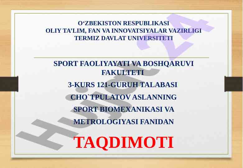 Sport biomexanikasi fanining obyekti va maqsadi