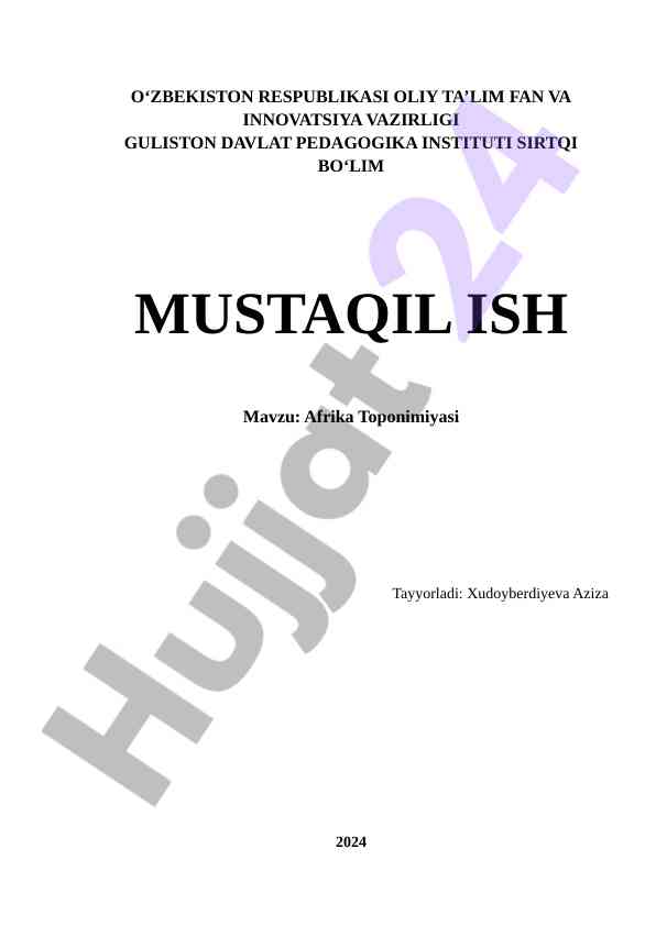 Afrika toponimiyasi tahlili va tarixi