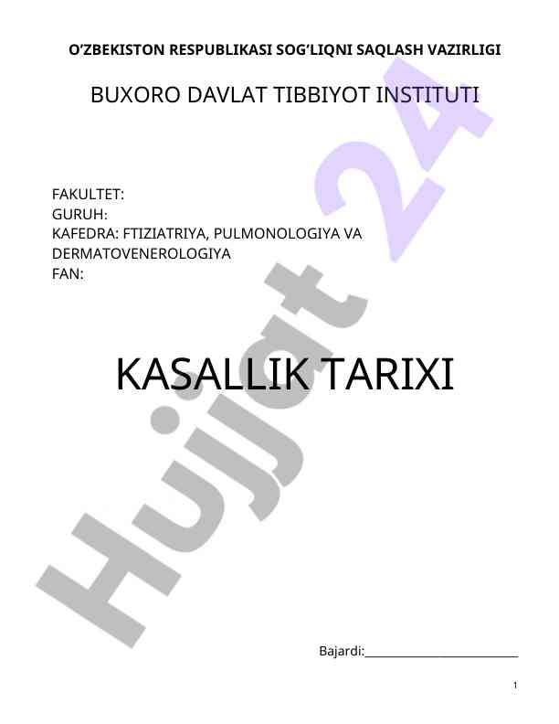 Bemor ma'lumotlarini yig'ish va tahlil qilish