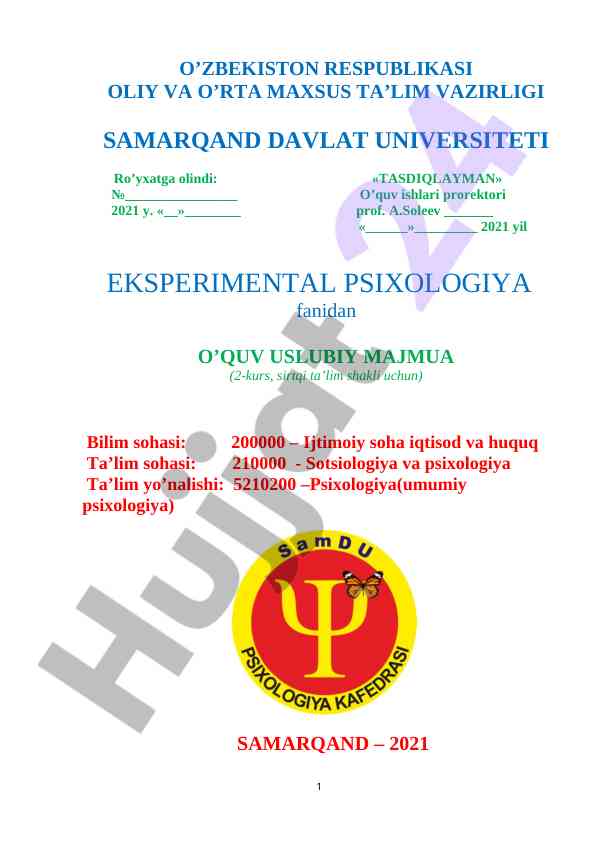 Experimental psychology study guide for 2nd course