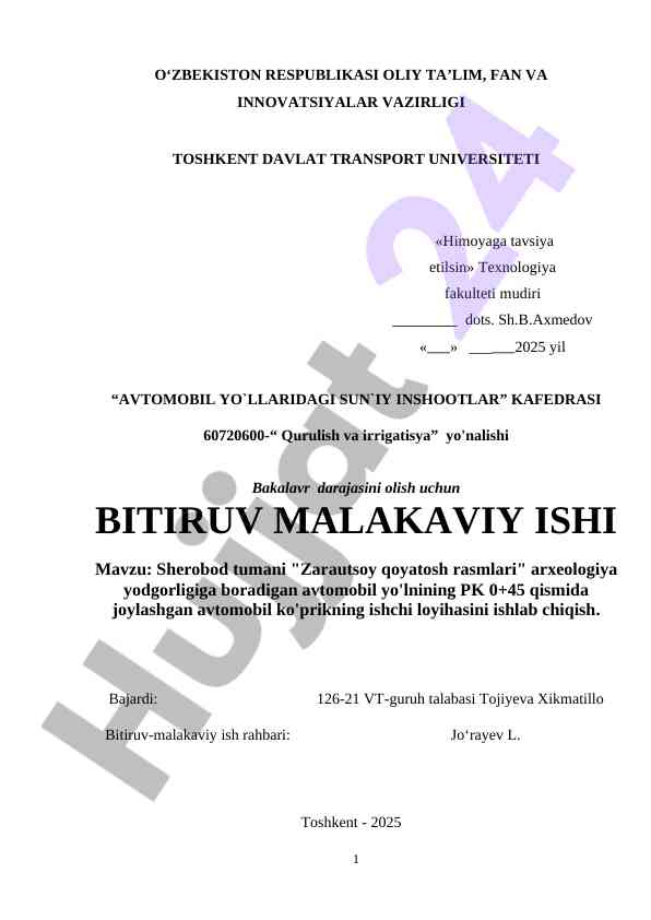 Avtomobil Yo'llaridagi Sun'iy Inshoatlar
