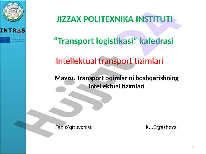 Intellektual transport tizimlari oqimlarini boshqarish