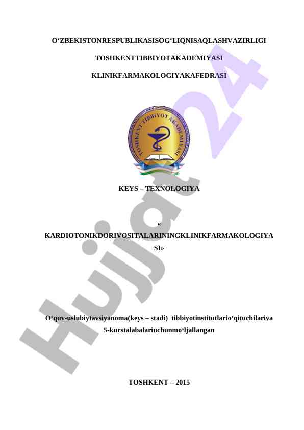 Kardiotonik dorivositalarining klinik farmakologiyasi