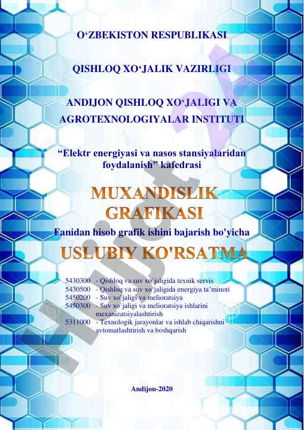 Muhandislik grafikasi fanidan o'quv qo'llanmasi