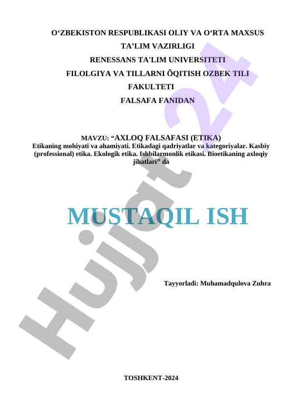 Axloq falsafasi va etikaning ahamiyati