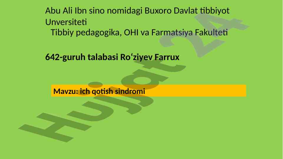 Ich qotish sindromi haqida ilmiy maqola