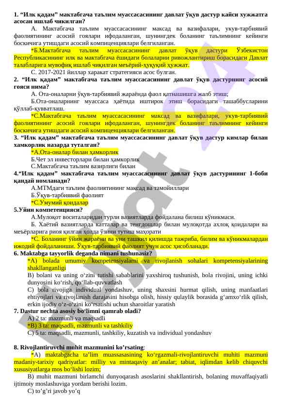 Ilk qadam maktabgacha ta'lim dasturi haqida