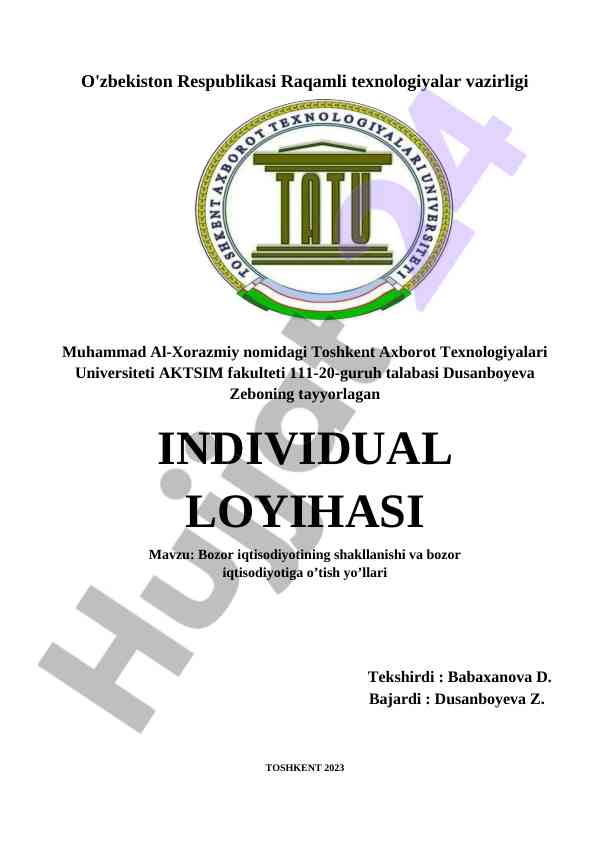 Bozor iqtisodiyotining shakllanishi va o'tish yo'llari