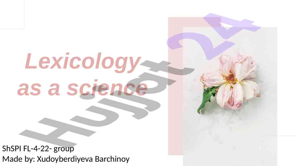 Fundamentals of lexicology in modern english