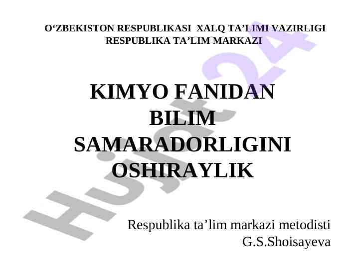 O‘quv jarayonida kimyo fanidan bilim samaradorligi