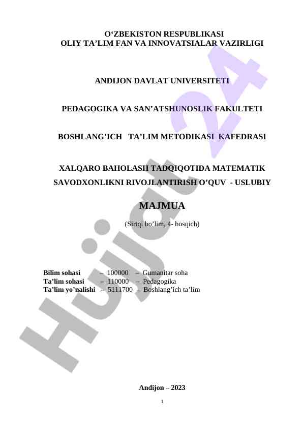 Xalqaro baholash tadqiqotida matematik savodxonlikni rivojlantirish