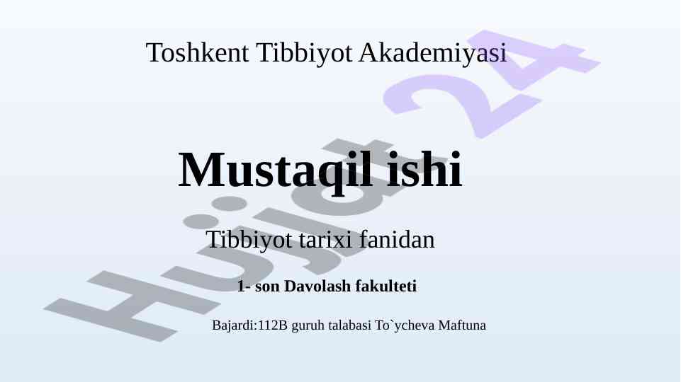 Mustamlaka davridagi tibbiyot tarixi tahlili