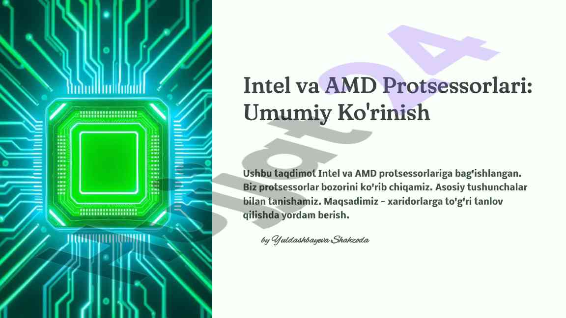 Intel va amd protsessorlari umumiy ko'rinishi