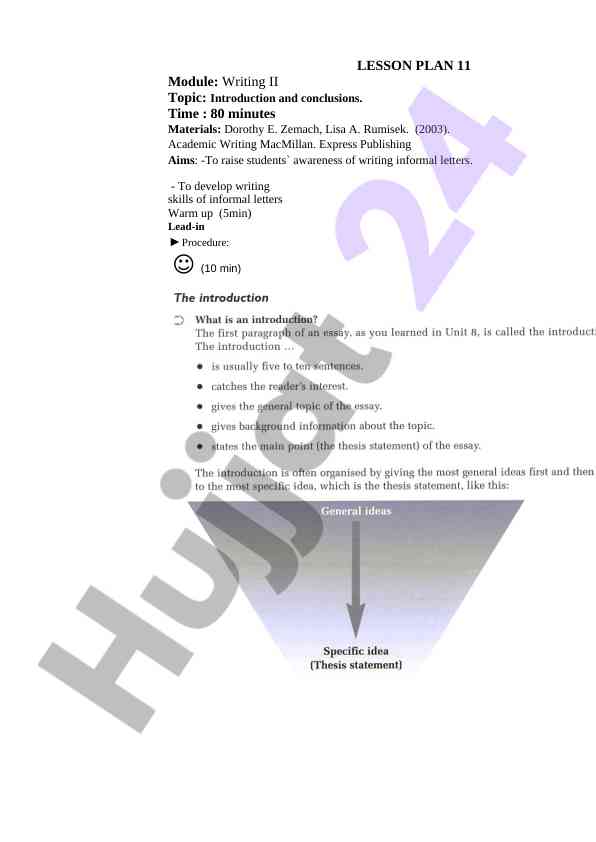 Introduction and conclusions writing skills lesson plan