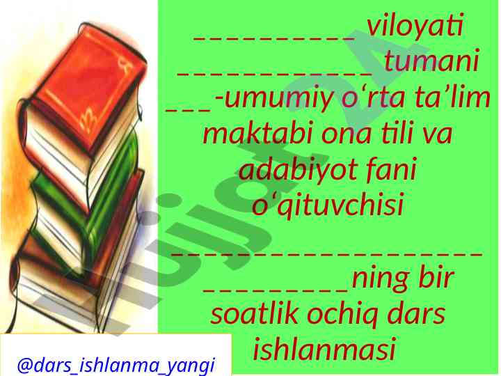 Sinonimlar mavzusida ochiq dars ishlanmasi